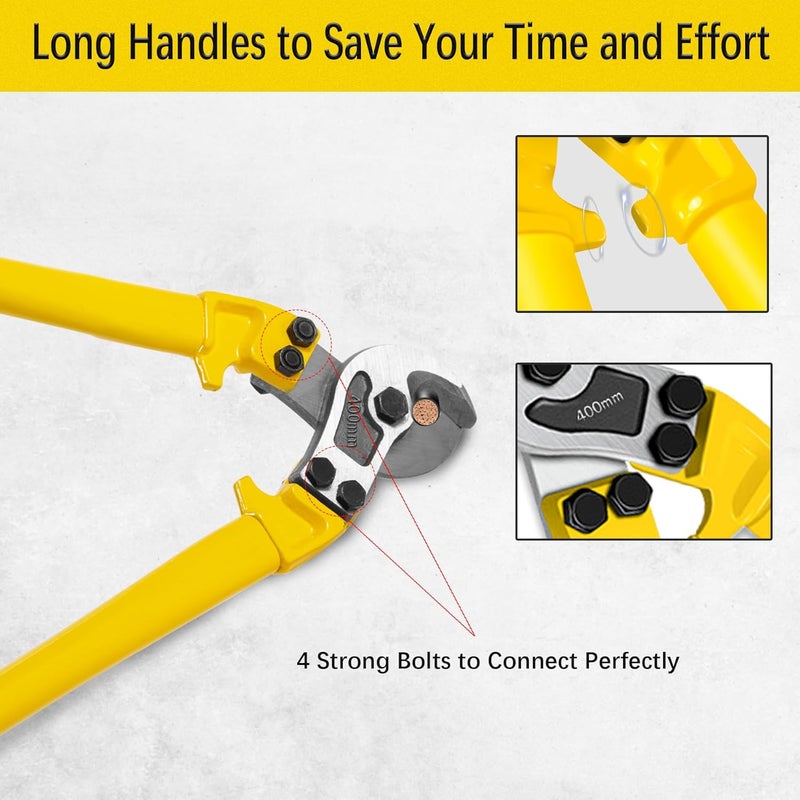 AUPREX 18 Inch Heavy Duty Cable Cutter with Long Handle, Harden Carbon Steel Cable Cutter for Aluminum Cable, Copper Wire and Communication Cables. - Image 4